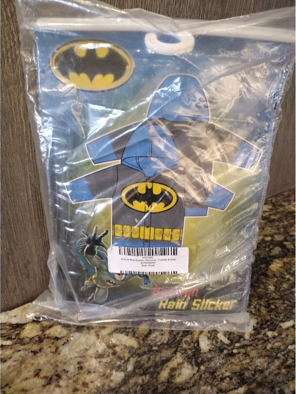 Rain Slicker Rain Jacket Batman Size 2/3 New Factory Sealed Gray & Blue